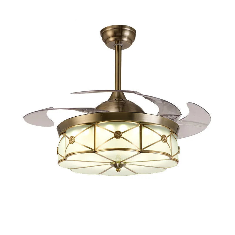 42-inch gold ceiling fan light with invisible blades and remote control for living rooms and bedrooms