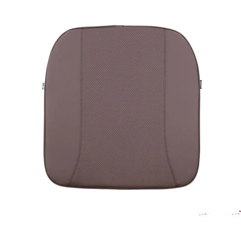 Car headrest cushion, lumbar support, and neck pillow set in brown colour on car seat