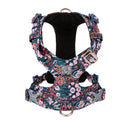 Floral pattern cotton pet harness with chest strap on dog during walk