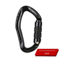 Automatic lock climbing carabiner in black, blue, orange, red, and silver colours for outdoor equipment