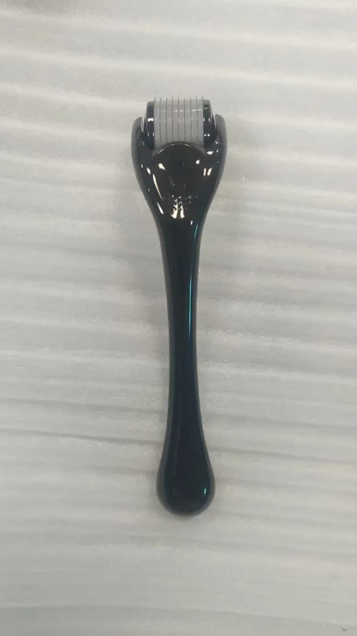 540 micro needle derma roller showing handle and wheel in different colour combinations with size specifications
