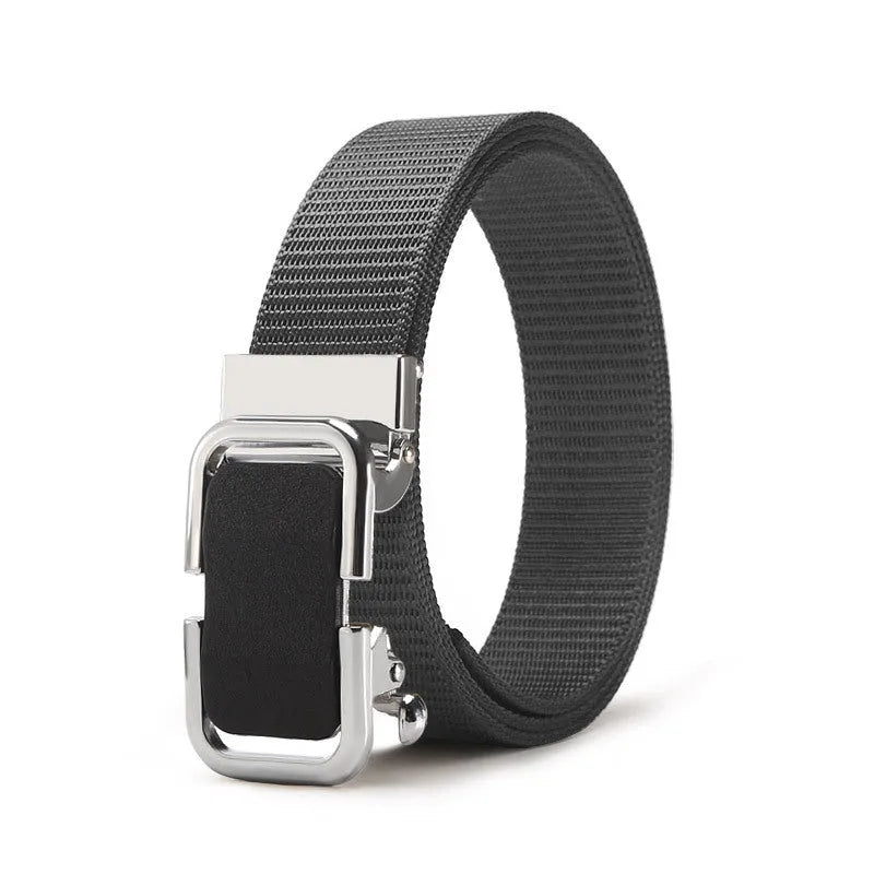 Men's nylon canvas belt with an alloy buckle shown in army green colour.