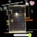 DIY snowy landscape night light kit with small street lights and flowing snow effect for Christmas desktop decor