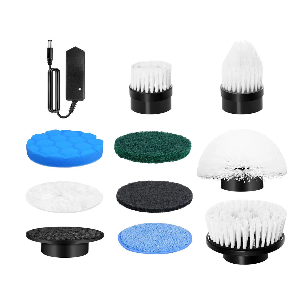 White handheld cleaning ball with lithium rechargeable battery and cleaning brush accessory