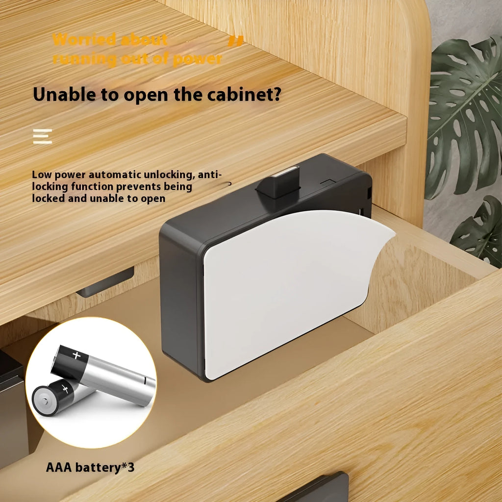 Punch-free invisible electronic drawer lock with key and removable card system