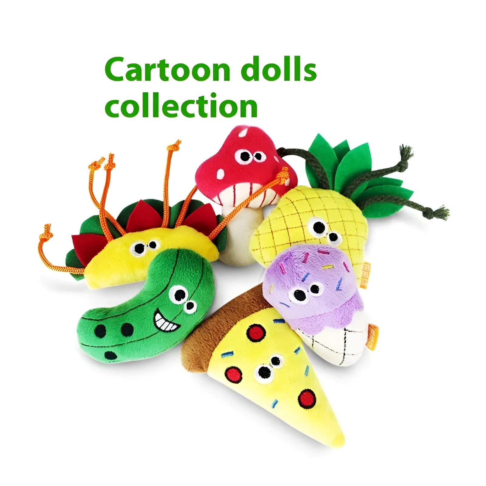 Polygonum multiflorum wooden molar cat toy with catnip plush attachment in pizza style