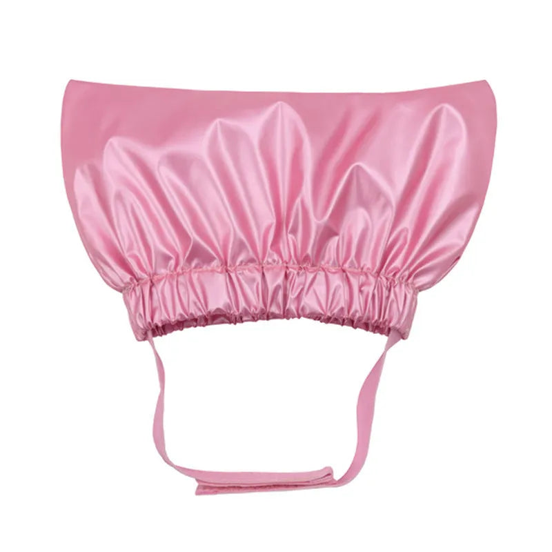 Adjustable waterproof shower cap for dogs and cats in silver, pink, or gold colours