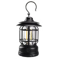Portable camping lantern in dark green, black or red colours with battery power options