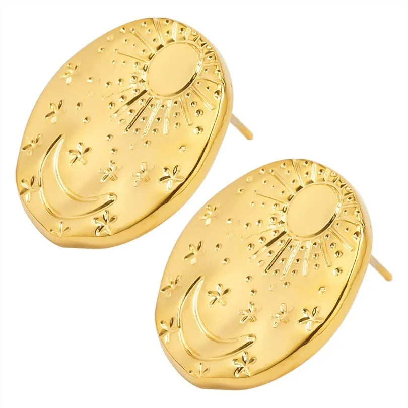 304 stainless steel geometric shell stud earrings in gold or silver colour