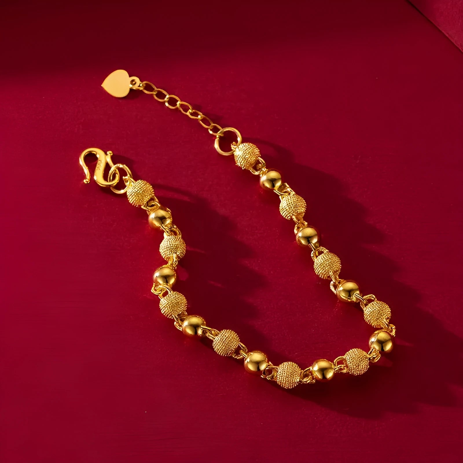 Solid light sand beads all-match bracelet in antique style with chain design on alloy