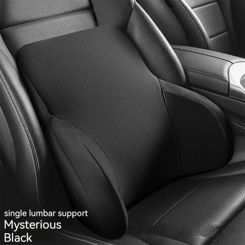 Memory foam car lumbar support and headrest pillow set in knitted fabric with six colour options