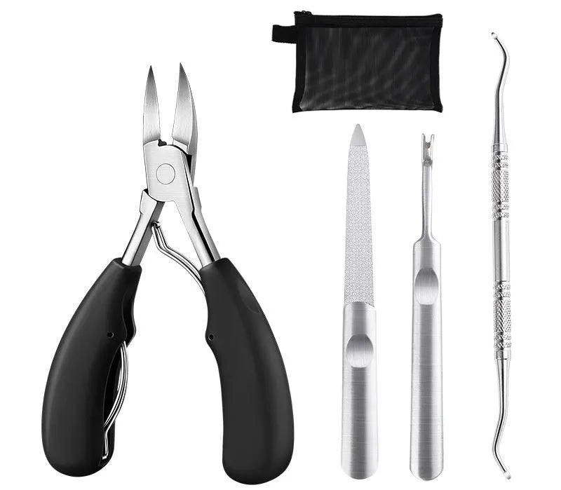Stainless steel nail clippers with coloured ABS handles and matching dead skin scissors