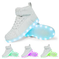 LED high-top board shoes with lights, Velcro fastening, in black gold or white colours