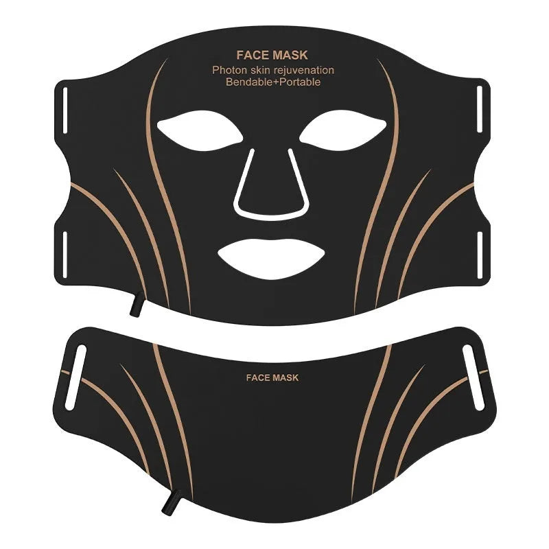 Black and gold IPL LED facial beauty mask with headband and touch screen controls