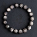Obsidian crater ball bracelet with textured beads in silver stone or golden meteorite finish