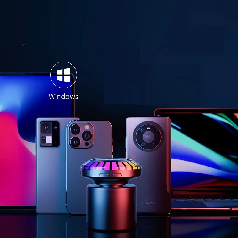 Small cubic voice control Bluetooth LED atmosphere lamp showing polar light effect.