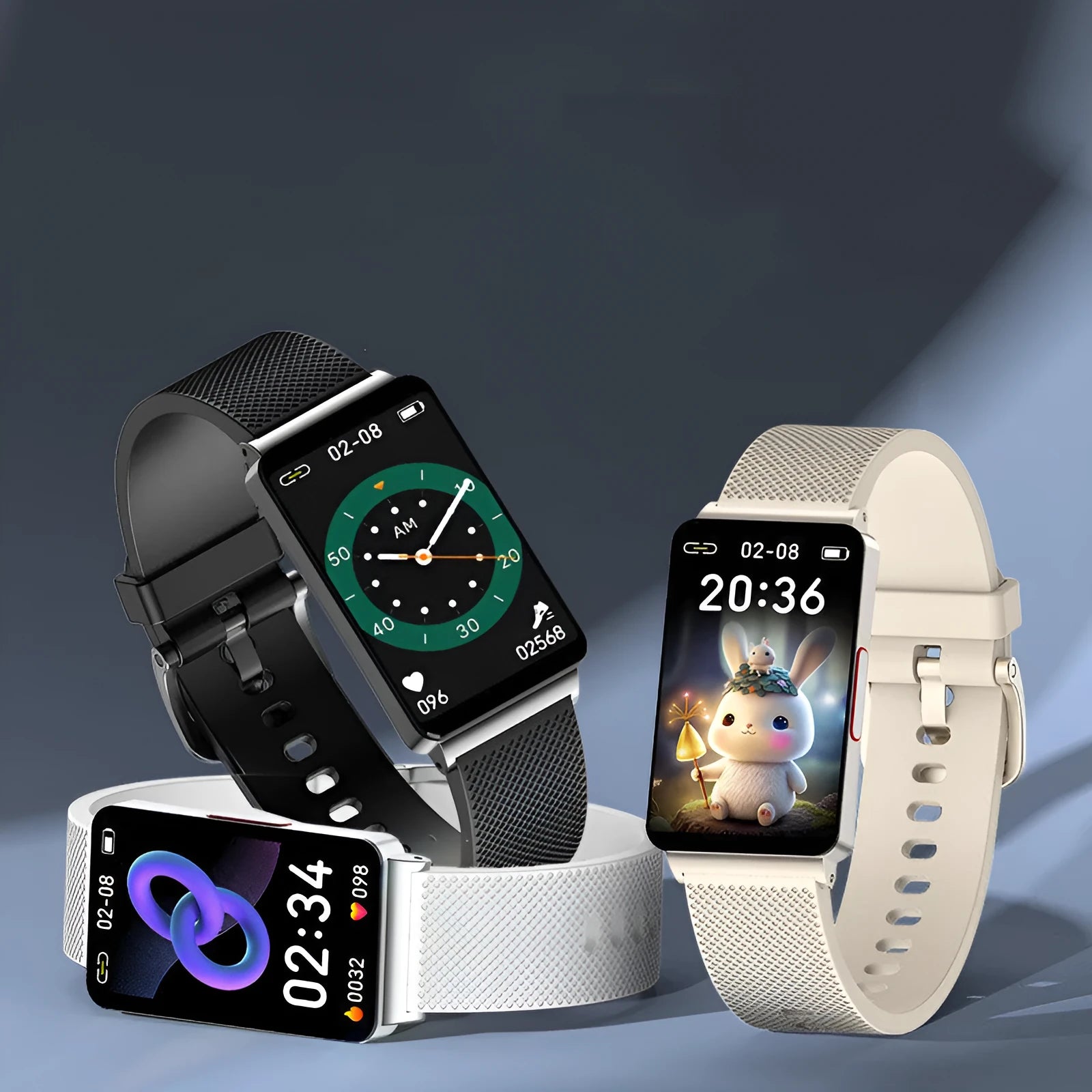 Blood glucose monitoring smart bracelet with touch screen on TPU wrist strap