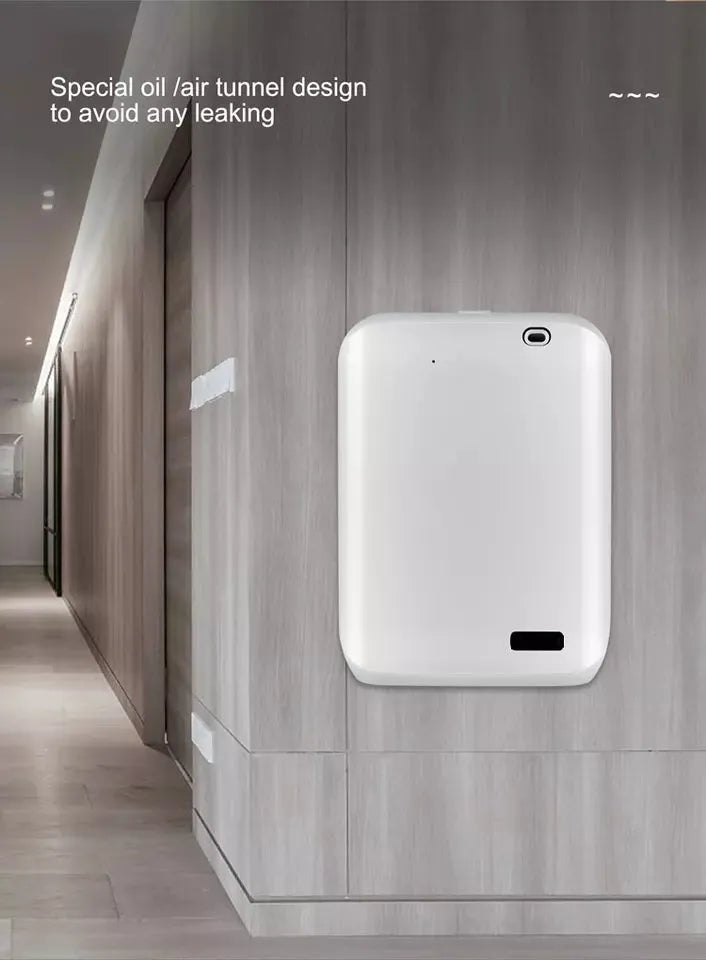 White HVAC wall mount aroma diffuser with 150ml capacity and smart control for ducted scent systems