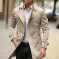 Men's plus size autumn casual jacket with lapel and side seam pockets in army green colour