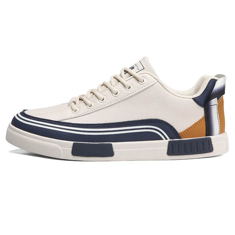 Men's canvas casual shoes with mesh panels in beige, white and green colour combination