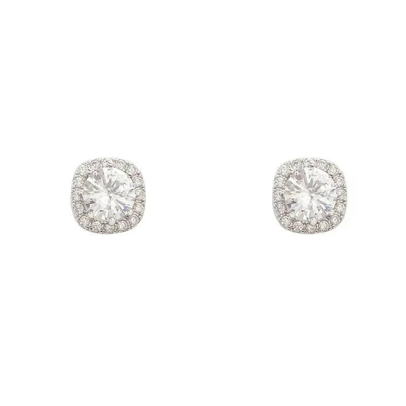 Square diamond geometric earrings in alloy with quadrilateral design, available in silver and gold colours