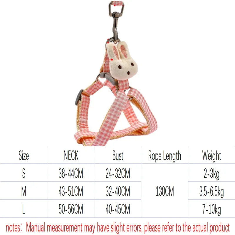 Blue nylon dog harness with quick release buckle and matching leash for small pets.