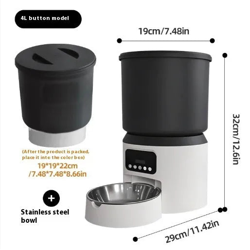 4L smart pet feeder with optional video camera and stainless steel bowl
