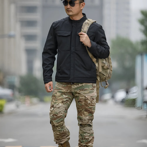 Bone Frog black soft shell tactical jacket for outdoor mountaineering and camping activities