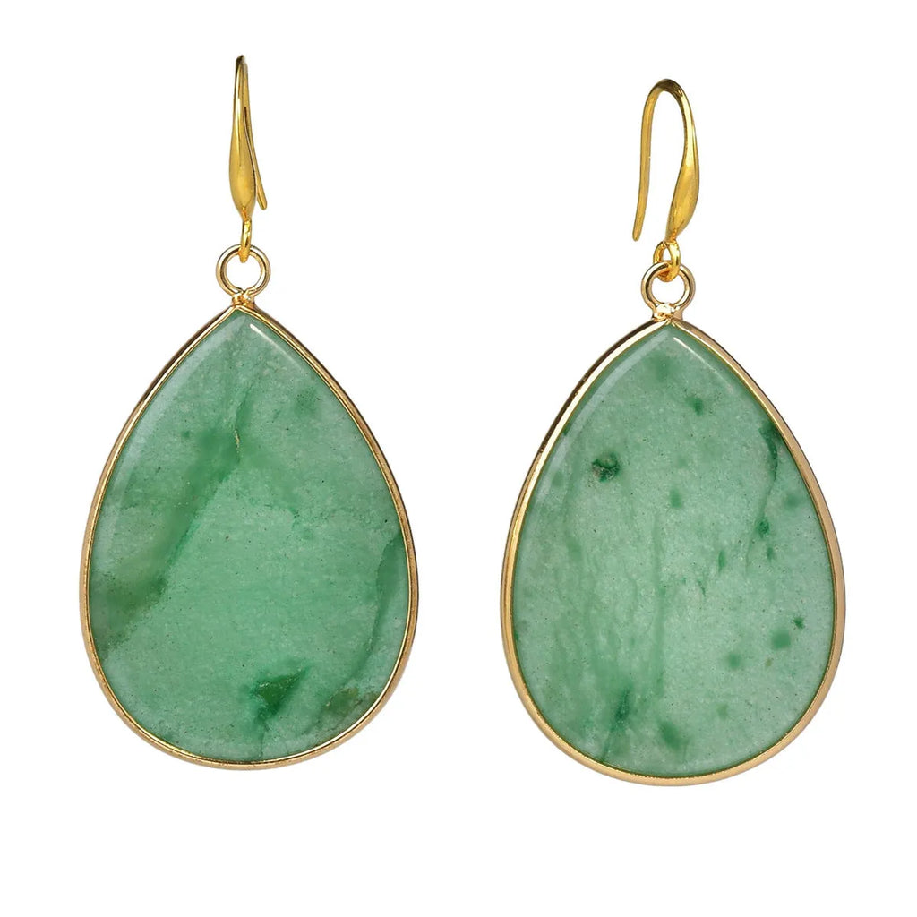 Women's water drop pendant earrings with natural stone in retro high-profile design