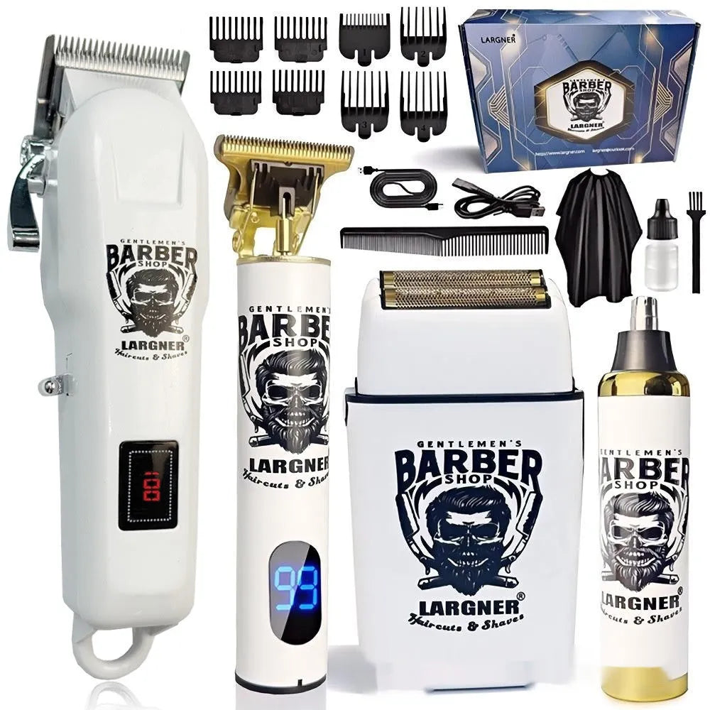USB rechargeable hair clipper with stainless steel cutter head and 4 grooming attachments
