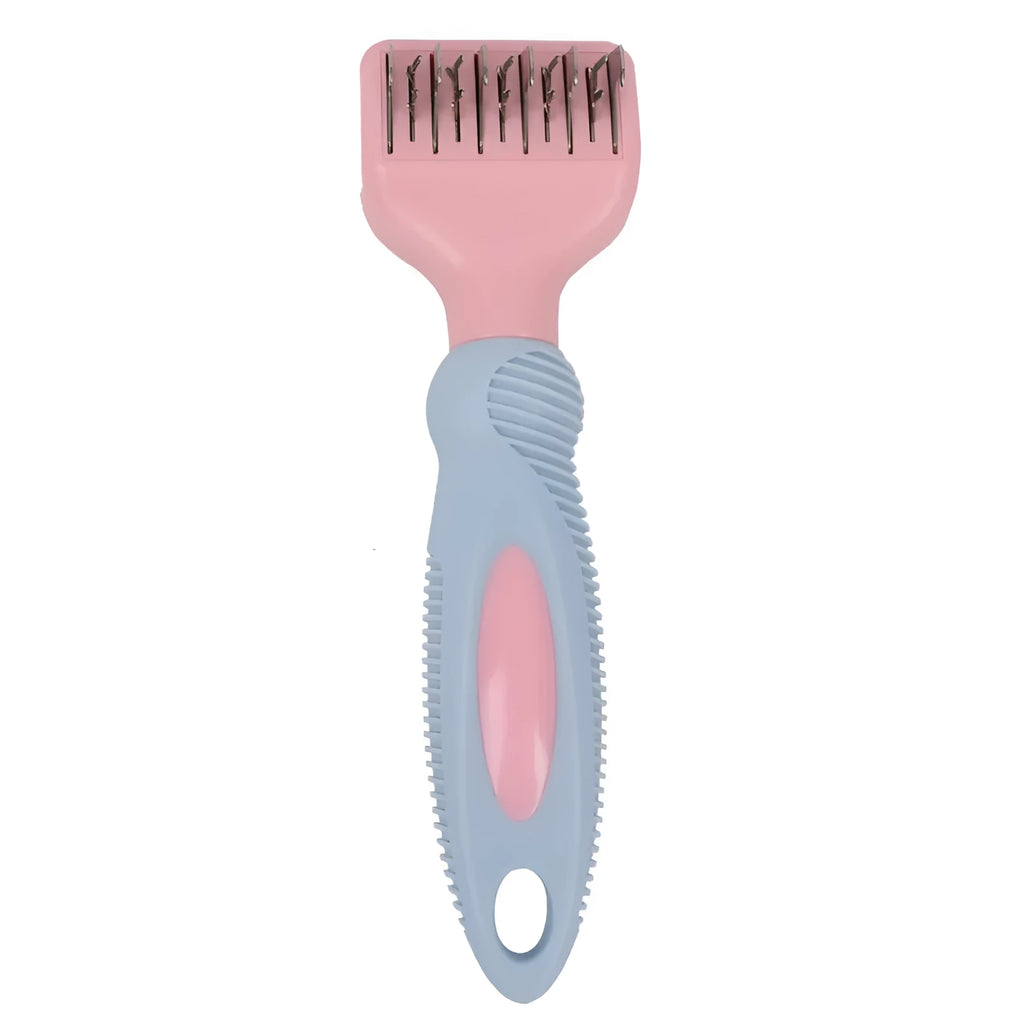 Stainless steel knot knife pet grooming comb for dogs and cats in pink colour