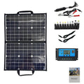 Black 40W folding portable solar panel bag shown folded to its 425x285mm size