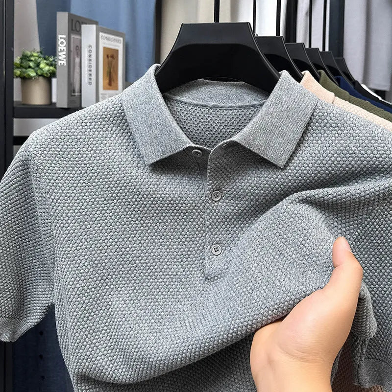 Men's loose fit short sleeve cotton sweater pullover in various colours