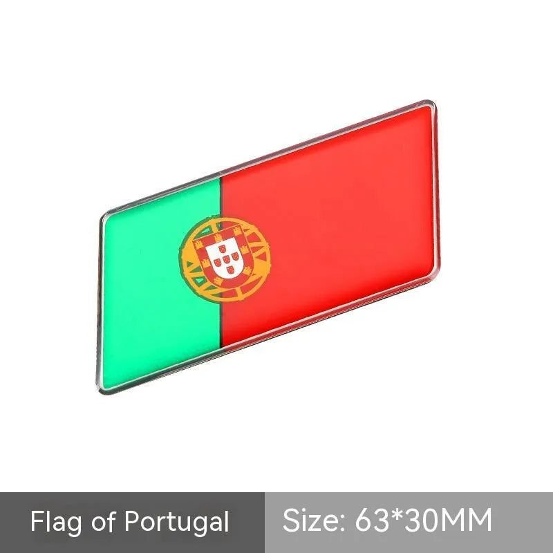 Aluminium car sticker flag emblem showing national flag design in parallelogram shape