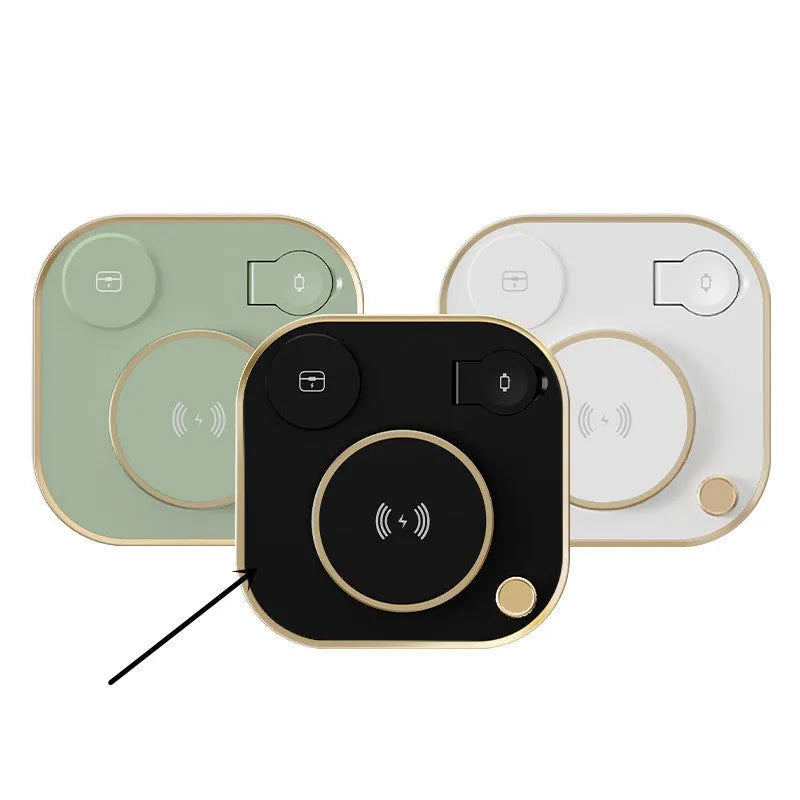 15W wireless magnetic charger with desk lamp base and Type-C cable in black, green, or white