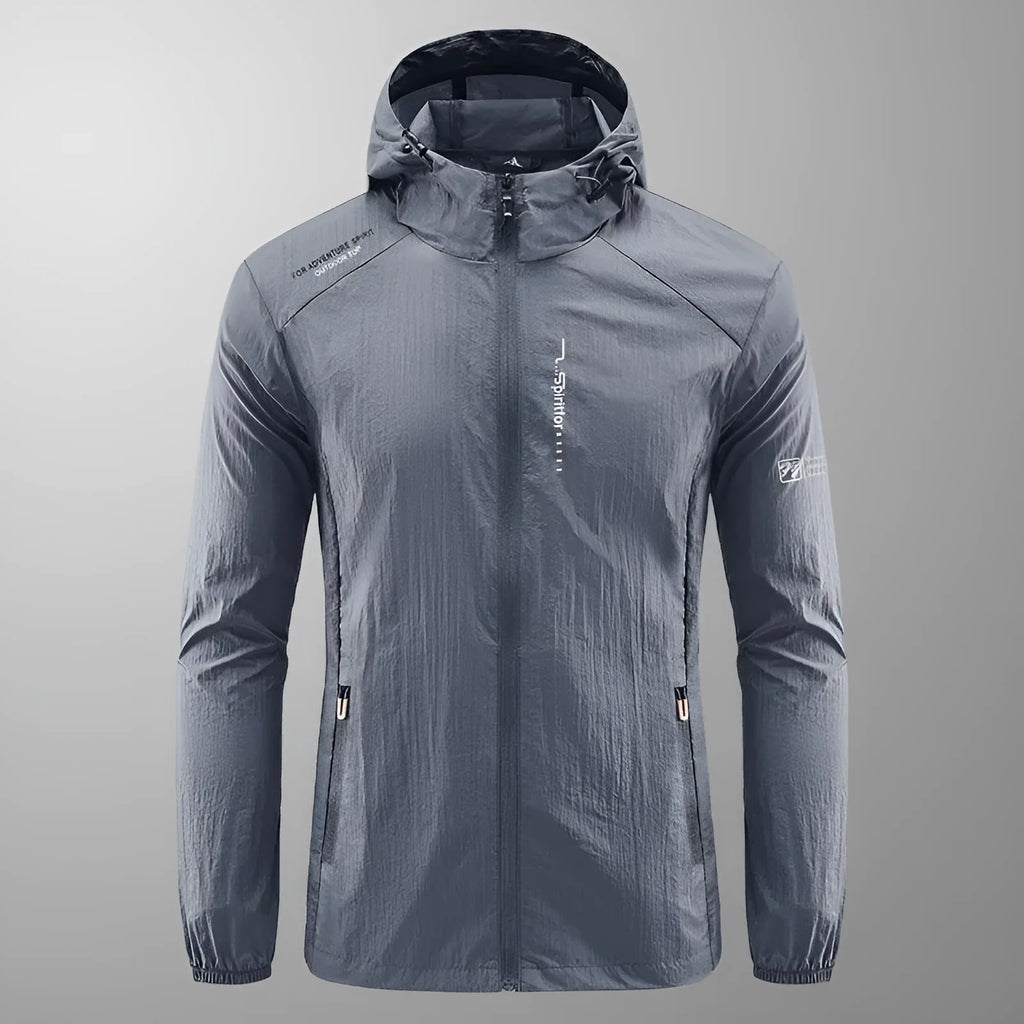 Men's lightweight nylon summer hooded jacket in loose fit for sun protection