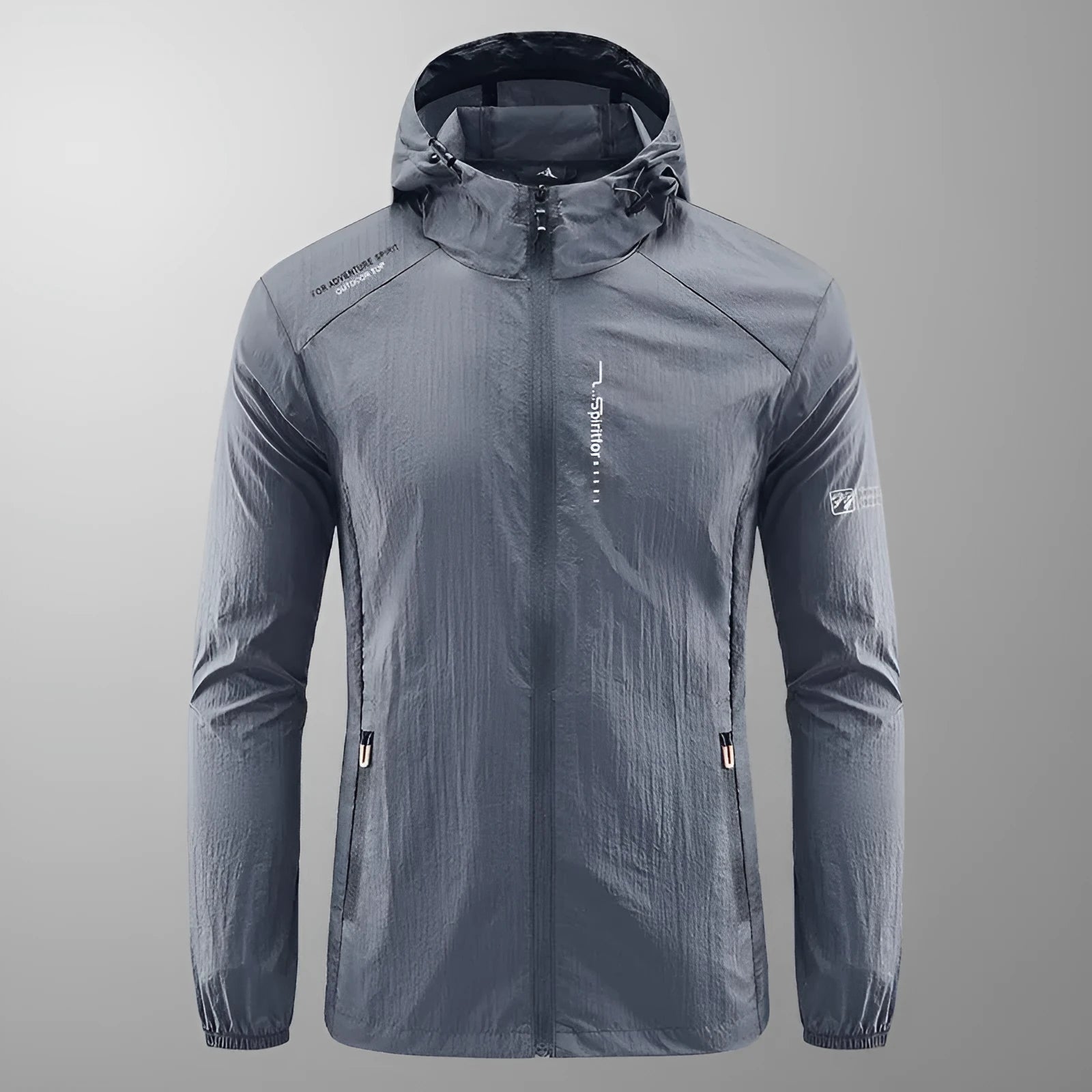 Men's lightweight nylon summer hooded jacket in loose fit for sun protection