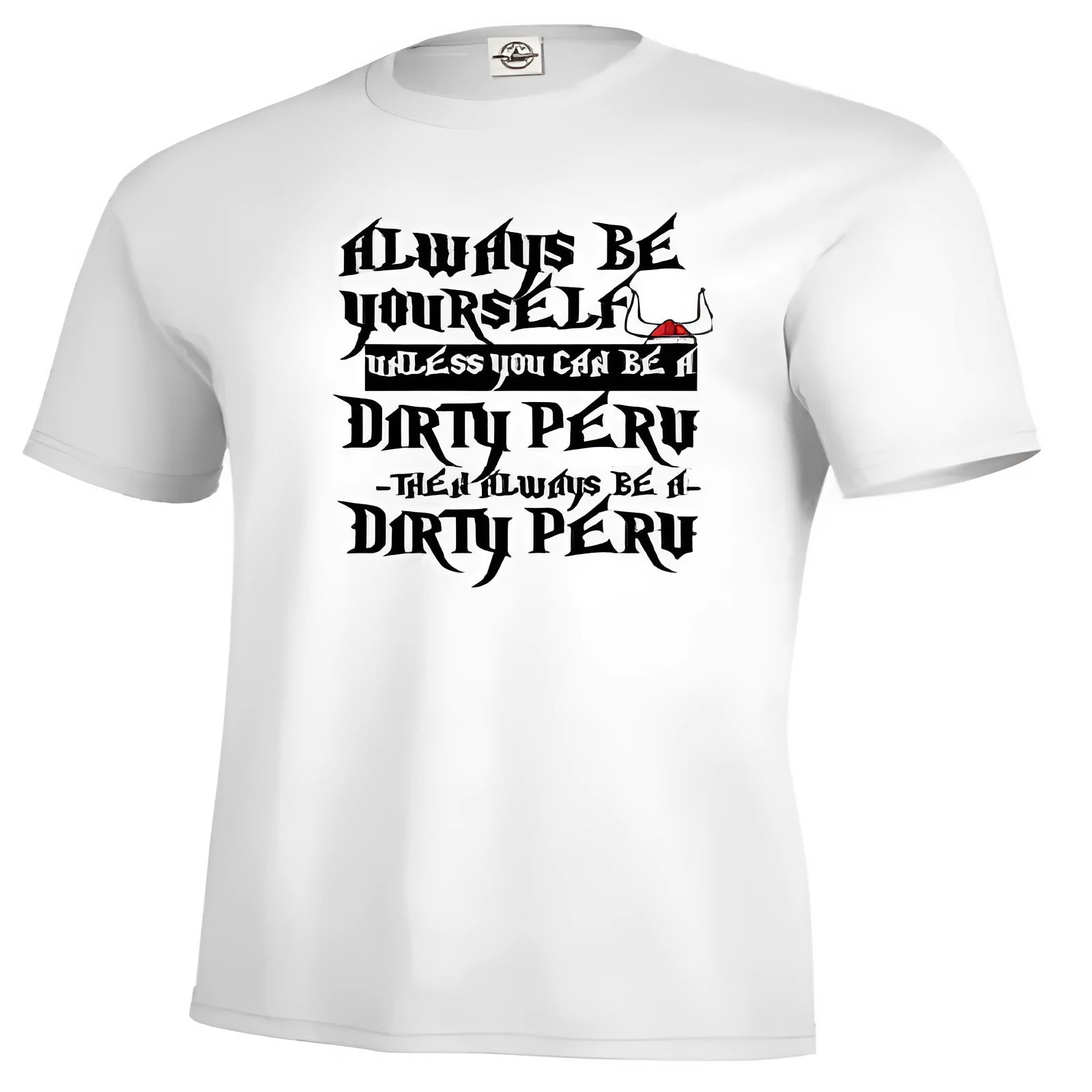 Men's white short sleeve t-shirt with printed design in straight fit casual style