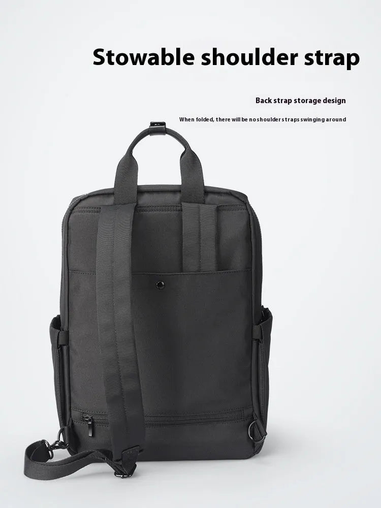 Elegant black computer backpack with Oxford cloth exterior and 20-35L capacity