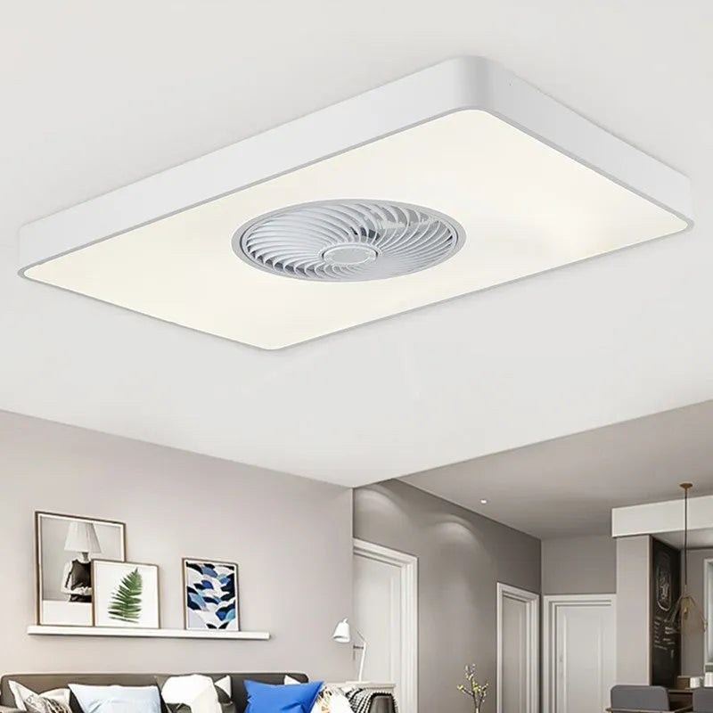 White Nordic ceiling fan lamp with integrated light fixture and remote control