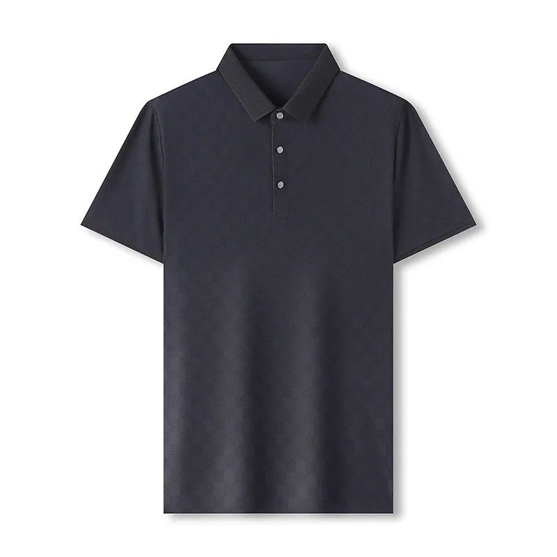 Rhombus thin ice silk short sleeve T-shirt in black featuring a slit design on the body.