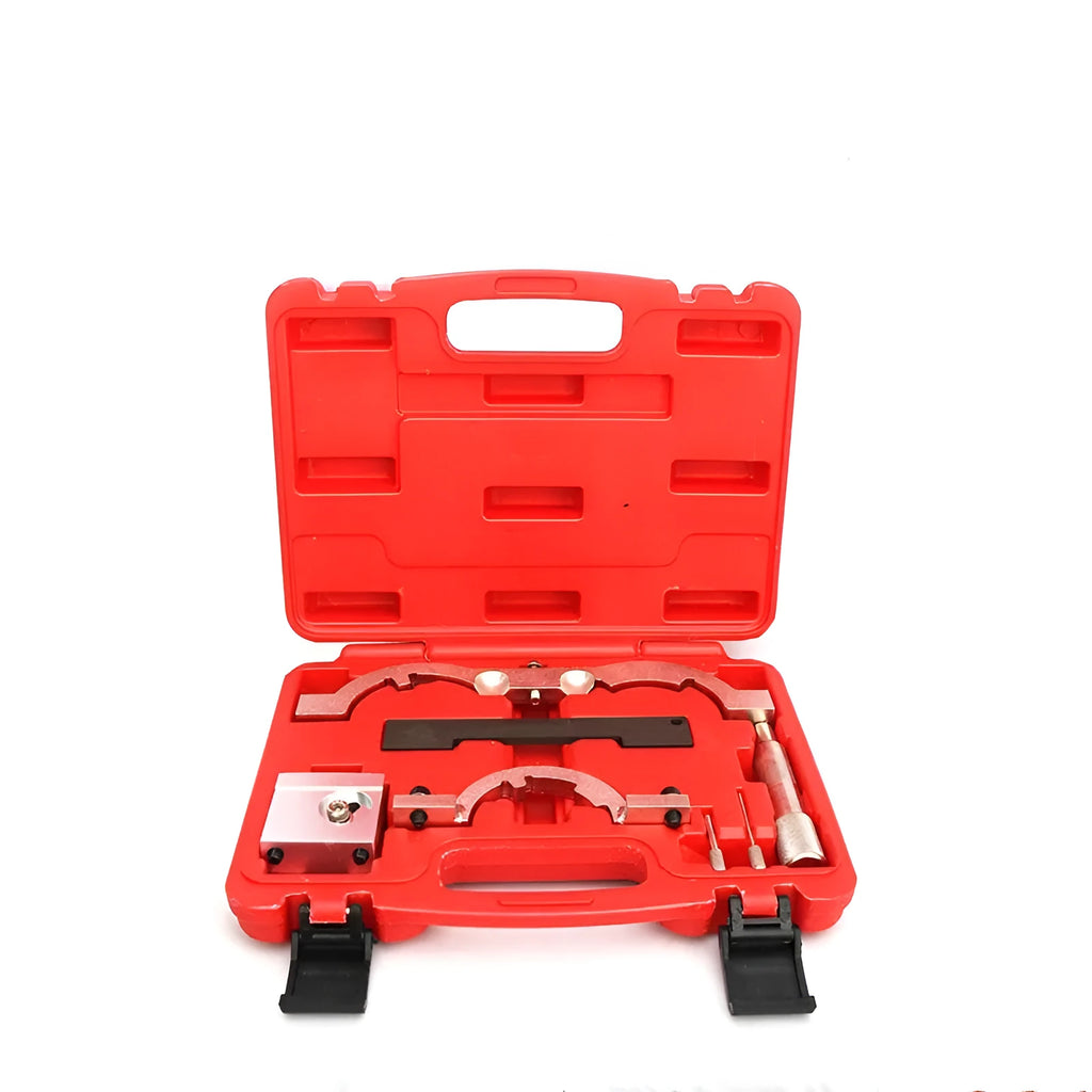 Opel 1.4 LUJ engine timing tool kit with seven chrome-vanadium steel tools and red handles