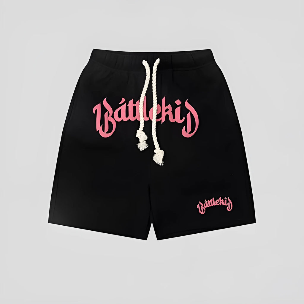 Loose fit cropped sweatpants in cotton-blended fabric on hanger, showing street style design
