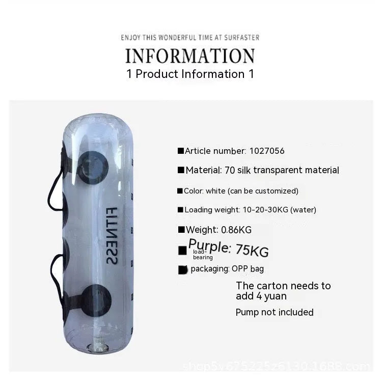Transparent PVC water injection weight bag inflatable soft dumbbell for strength training