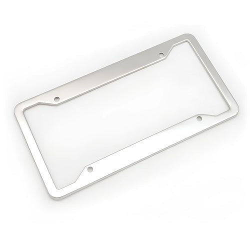 Aluminium alloy license plate frame in black, grey, silver, and steel finishes