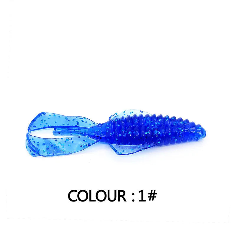PVC soft plastic fishing lure in two sizes: a smaller 8cm and a larger 12cm model, shown in a selection of colour variations.