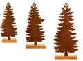 Three metal Christmas tree elk decorations with rusty patina finish displayed together
