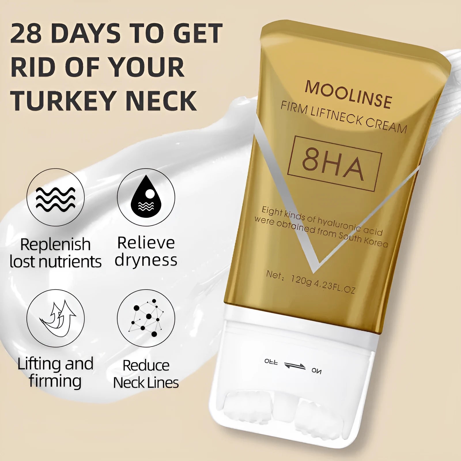 120ml tube of neck firming and lifting massage cream for universal skin types