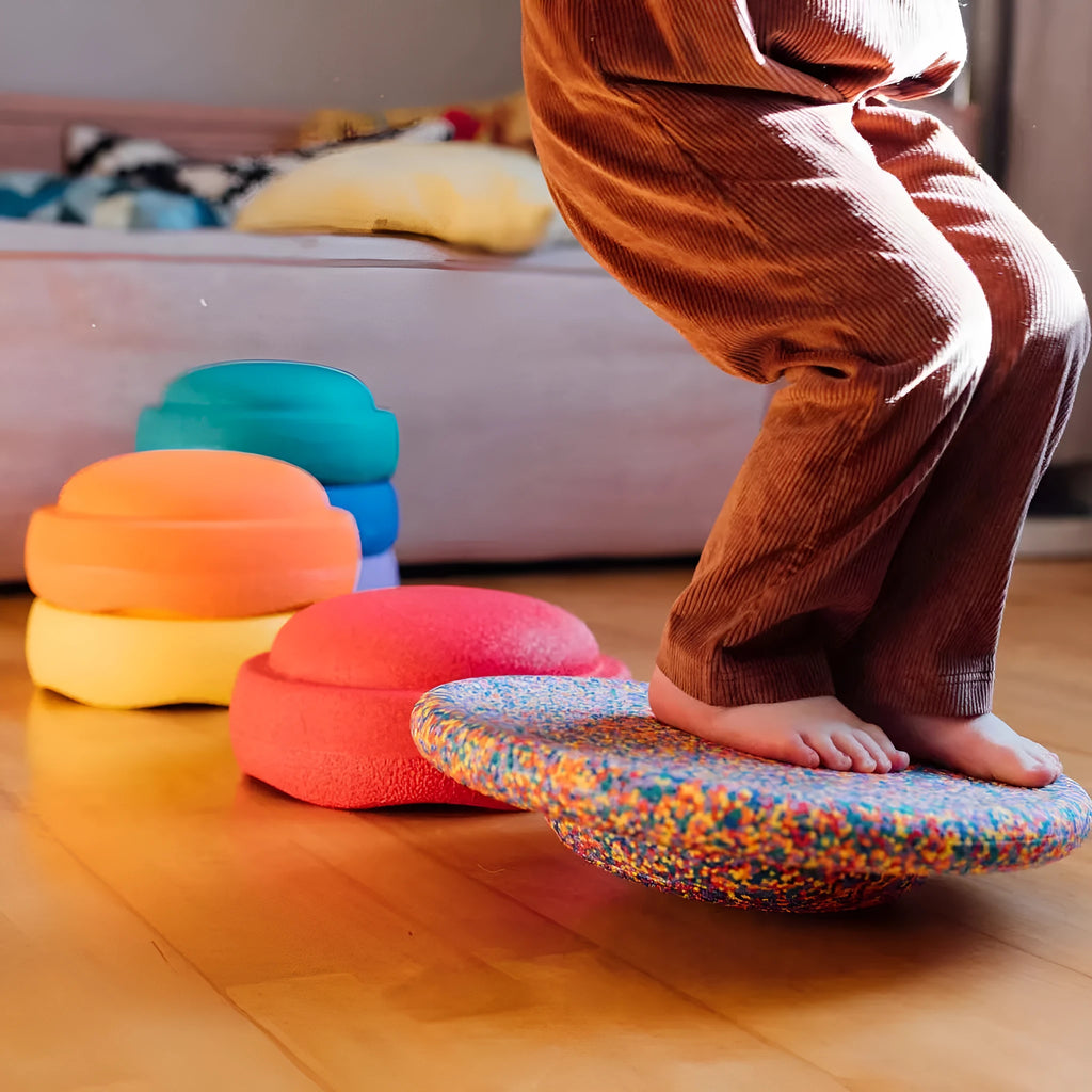 Plastic wood surf balance board for children age 4-6 in mixed colour and black options.