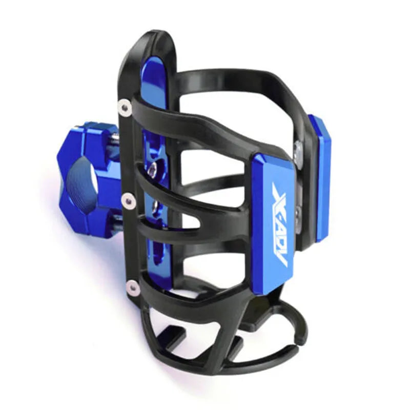 Black water bottle cage mounted on Honda X-ADV scooter for hydration modification